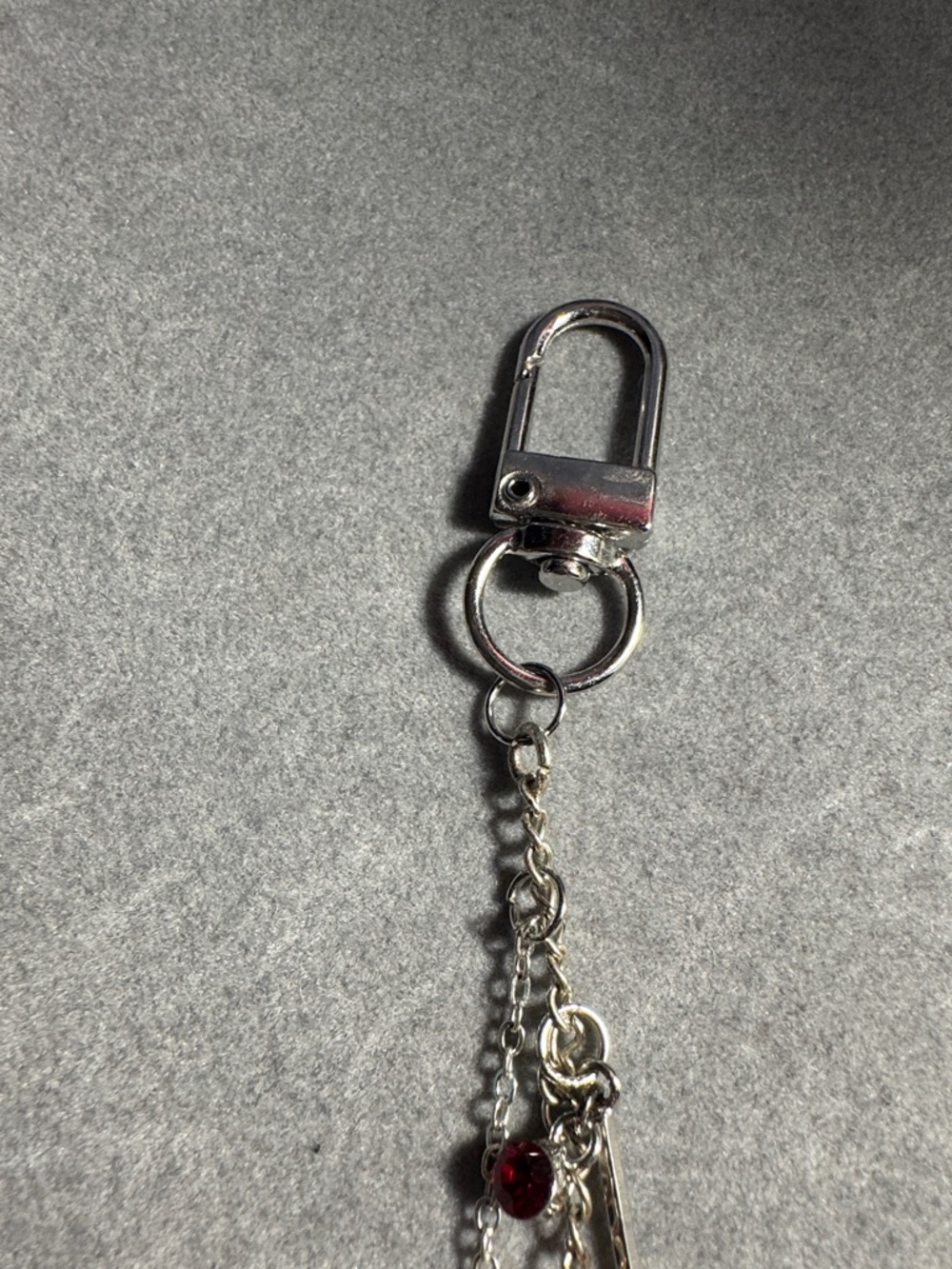 Silver and Red Crystal Dangle Keychain/Purse Charms (Pair) - Picture 3 of 4